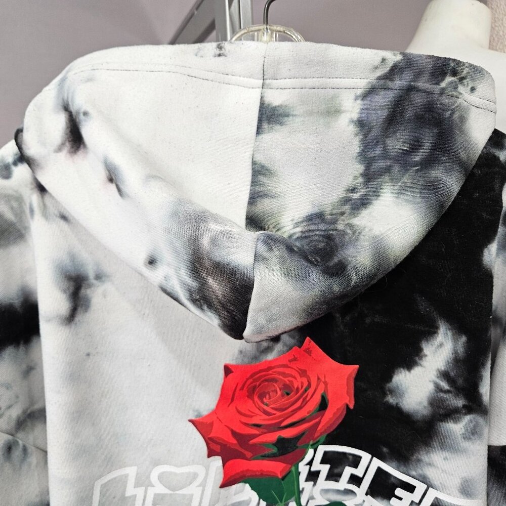 Tie Dyed Hoodie Sweatshirt XL Rose Limited Edition Blue Grey Gray White Full Zip - Picture 7 of 11